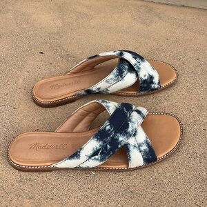 Madewell Skyler Tie Dye Slide Sandal Slide Slip On Blue White Women’s Size 7.5